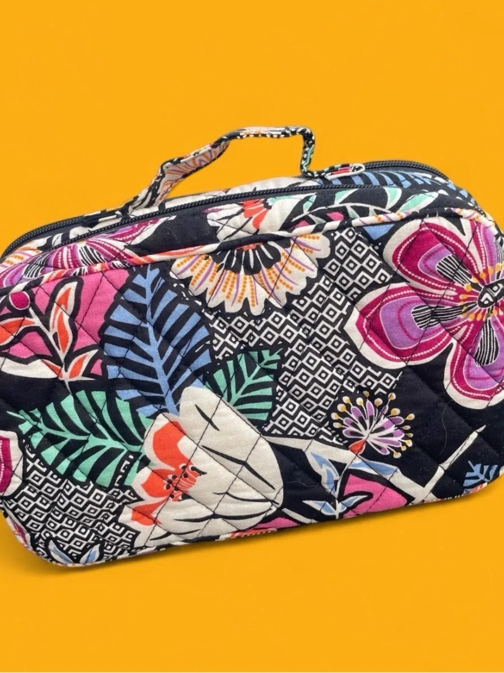 Vera Bradley Kauai Dual pocket Travel Cosmetic Case - Black Floral Multicolor